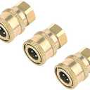 Awpeye 3 Pack Pressure Washer Coupler, Brass Fittings, 1/4 Inch Quick Connect to Female NPT