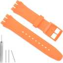 Hijiawee Silicone Band for Swatch 17mm 19mm 20mm, Replacement Waterproof Wristband Watch Strap for Swatch 20mm/19mm/17mm for Women Men (Orange)