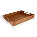 LotFancy Wood Serving Tray, 17x13 Inch, Large Ottoman Tray with Handles, Decorative Wooden Tray for Living Room, Ottoman, Coffee Table, Countertop Centerpiece (Brown)