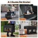 Double Pet Stroller for Small Medium Dogs - 4 In1 Dog Stroller for 2 Pets, Detachable and Foldable with 360°Rotating Wheels, Easy Assembly and Compact Size (Black)