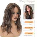 PANEWAY Hair Topper 16Inch Hair Toppers For Women Wavy Curly Brown Highlights Clip In Synthetic Wiglets for Women