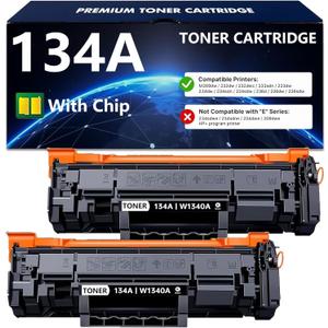134A Black Toner Cartridge with Chip Compatible for HP 134A 134X W1340A Toner Cartridge to Work with M209dw 232dw 232dwc 233sdn 233dw 234dw 234sdw 236dw 236sdw Series Printer, 2-Pack