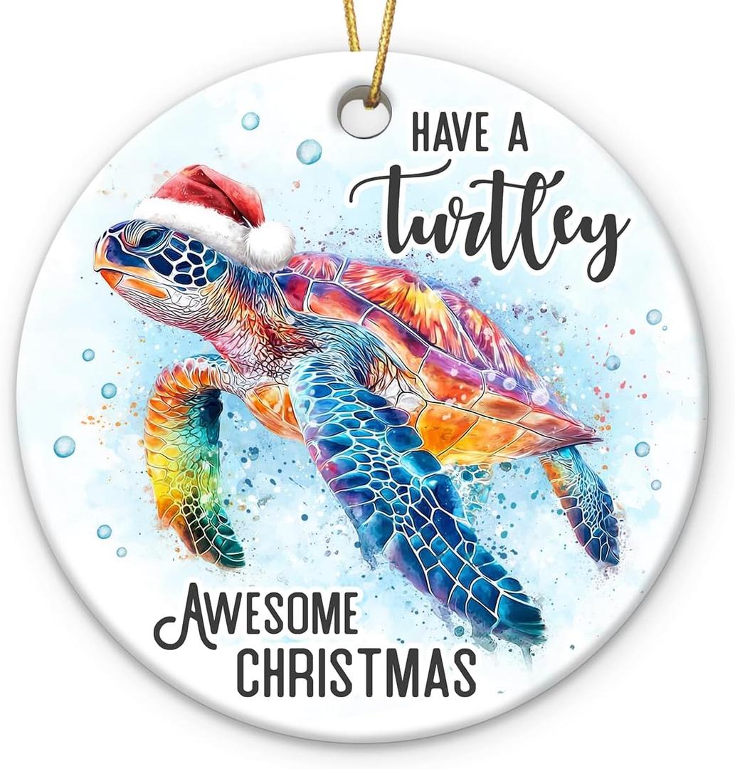 5 x Sea Turtle Ornament 2025 - Sea Turtle Gifts for Women, Men, Beach Christmas Ornaments for Tree, White Elephant Presents, Animal Lover Gifts for Friends Coworker