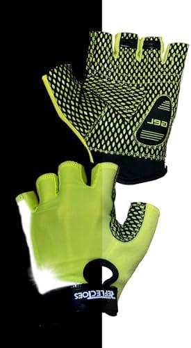 Reflective Summer Cycling Gloves for High Visibility Fluorescent Hi-Vis Gloves with Biomotion Safety, Gel Padding & Touchscreen Fingers M