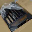 Freestanding Short Dog Gate, 16" Tall Pet Gate Indoor with Support Feet Easily Step Over, 4 Panel Metal Wood Foldable Pet Dog Gate, Up to 48" Wide Puppy Fence, Puppy Gate for for Doorway&Hallway Black