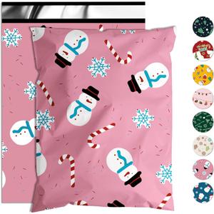 Christmas Poly Mailer 10x13 Inch 100 Pcs, Waterproof Shipping Bags for Clothing, Tear-Resistant Mailier, Strong Mailing With Self-Seal - Snowmen Printed
