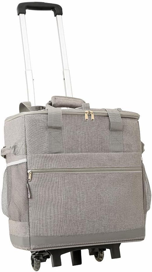 Insulated Rolling Cooler - 42-Can Soft Cooler with Wheels, Grey, Large, 12.7L, Multi-Compartment, Water Resistant, Perfect for Picnic, Beach, Tailgating, Outdoor Activities