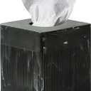 Tissue Box Cover Square Resin Tissue Holder for Home Decor, Hand Poured Marble Tissue Box Holder, 5 x 5 x 5.5 inches, Black