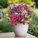 12 Bundles Artificial Flowers Outdoor Silk Fake Plants UV Resistant Faux Plastic Greenery Shrubs for Home Outside Garden Front Porch Window Box Pot Planters Decor (Mix Color)