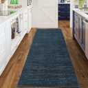 Washable Runner Rug 2x6 Modern Solid Color Kitchen Runner Mat Minimalist Plain Long Runner Rug for Entryway Bedroom Bedside Non Slip Low Pile Boho Accent Solid Runner Rugs for Nursery, Navy 2'x6'