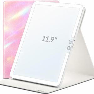 Travel Makeup Mirror with Lights, Lighted Vanity Mirror, 11.9", Iridescent Blush