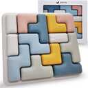 Jispring [100% Silicone] Shape Puzzles for Dementia, Products for Elderly, Cognitive Matching Games, Fidget Sensory Toys for Alzheimers, Dementia Activities for Seniors, Anxiety Relief Tiles (Tetris)