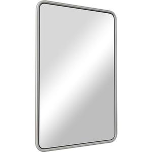 ANDY STAR 24"x36" Brushed Nickel Bathroom Mirror, Stainless Steel Metal Frame with Rounded Corner Rectangle Bathroom Mirror for Over Sink, Modern Silver Mirror for Bathroom, Power Room, Living Room