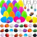 24 Pack Prefilled Easter Eggs with Gemstone, Filled Easter Eggs for Easter Basket Stuffers, Party Favors