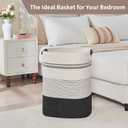 AINUOQI Laundry Basket with Handles - Blanket Basket & Hampers for Bedroom Aesthetic, Laundry Hamper & Blanket Storage for Living Room, Clothes Hamper, Tall, Large 17" x 14" x 22, Black & White