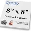 White Cardstock Squares - Square Card Stock Paper - Thick 80lb Cover - For Spin Art Refill, Scrapbooking, Invitations, & Crafts (8" x 8", 40 Pack)