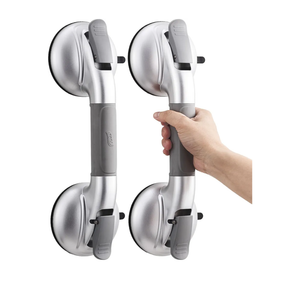 TAILI Grab Bars for Bathtubs and Showers,2 Pack Shower Handles for Elderly Suction,Maximum 330lbs,Shower Bar with Upgraded Rubber Suction Cups,Safety Grip for Senior, No Drilling Removable,Silver
