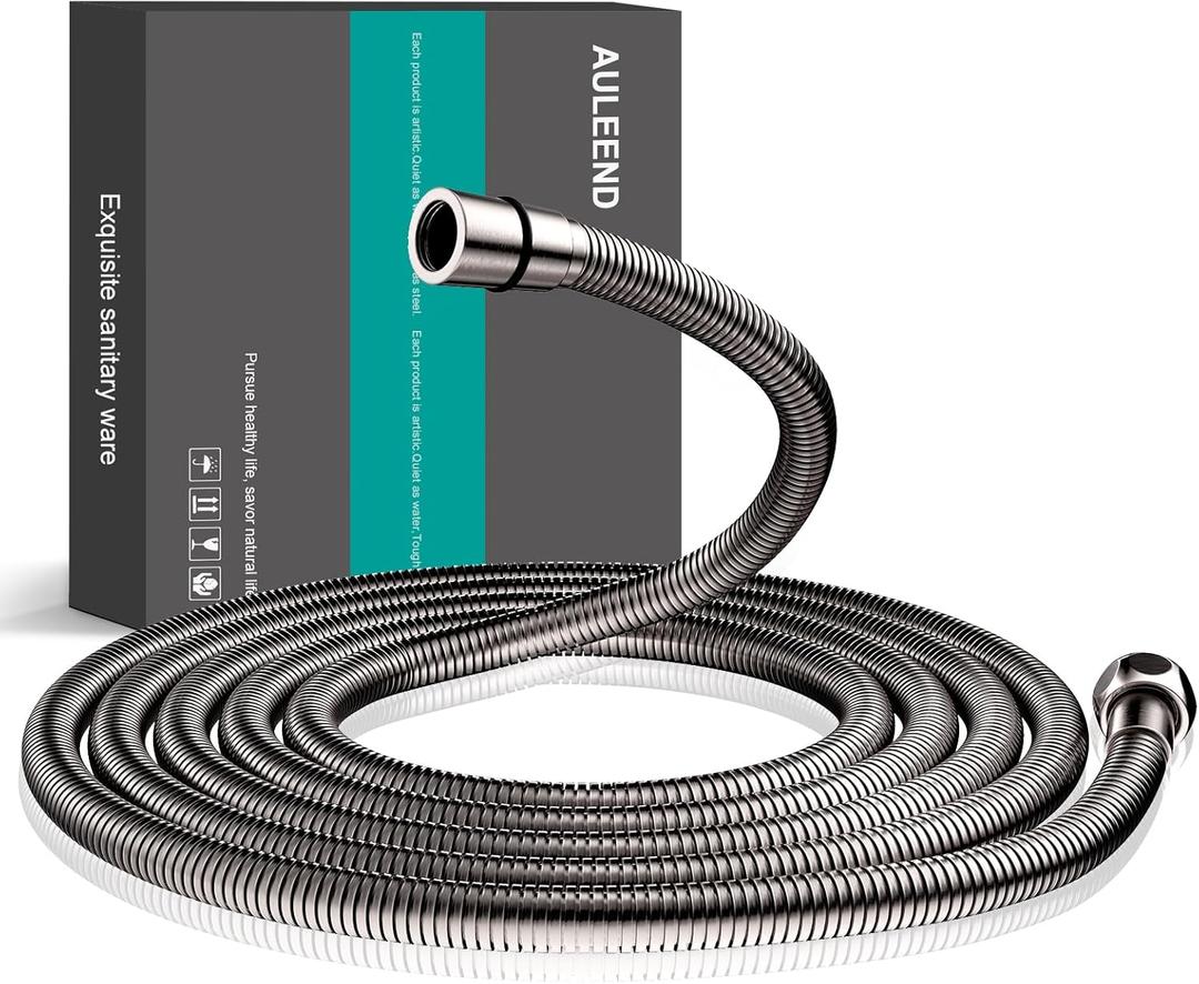 AULEEND，118 inch，encrypted shower hose 304 stainless steel metal - Extra long shower hose -（Universal Connection G 1/2" x 1/2")（brushed nickel）
