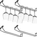 14 Inch Black Wine Glass Rack, Under Cabinet Wine Glass Holder, Metal Stemware Rack Hanger for Kitchen Storage (2 Pack)