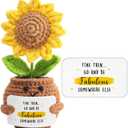 Handmade Positive Sunflower Doll Crochet with Card - Women Coworker Appreciation Gift - Retirement, Farewell, Goodbye, Leaving, Going Away Gift for Coworker - Fine Then and Go Fabulous Somewhere Else