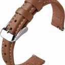 Fullmosa Watch Band, Quick Release Leather Watch Strap for Men Women, Replacement Bands Width 12mm 14mm 16mm 18mm 19mm 20mm 21mm 22mm 24mm