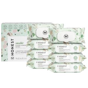 The Honest Company Clean Conscious Multi-Use Wipes | Hypoallergenic + Unscented for Sensitive Skin | Over 99% Water, Compostable, Plant Based, Baby Wipes | Geo Mood, 576 Count (72 Count (Pack of 8))