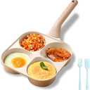 Upgraded 4-Cup Egg Frying Pan with Deepened Grooves and Raised Handle, Nonstick Granite-Coated Omelette Pan for Gas and Induction Cooktops