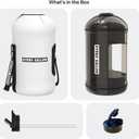 Hydro Gallon - 1 Gallon Water Bottle Jug with Insulated Sleeve and Straw Lid, Handle, Motivational Time Marker, Pocket, Shoulder Strap. Leakproof BPA free Large Big Bottle. 128oz (White)
