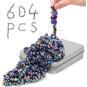 Magnetic Beads Balls Fidget Toys Adults 600 PCS Mini Magnetic with Four Big Magnetic Putty Desk Toys,Fidget Toys for Adults, Office Desk ToysColorfully (Multicolored)