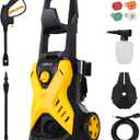 PUREPLUS Electric Pressure Washer, Max 3000 PSI 1.8 GPM Car Power Washer, with 4 Quick-Connect Nozzles, Soap Cannon, 35 FT Power Cord, 20FT Hose and Spray Gun for Cleaning Cars, Gardens, Yellow