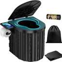 Portable Toilet, Upgraded 15'' toilet With Removable Paper Holder, Camping Toilet With A Load Capacity Of 450 Lbs, Portable Potty for Camping, Hiking, Road Trip, Car, RV, Tent, Beach, Truck Drivers