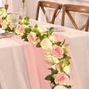 4 Pcs Flower Garland with 39.2 Ft Lights, 26.4 Ft Pink & White Floral Garland Fake Flowers for Wedding Arch Party Wall Garden Room Decor