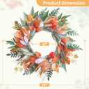 Fall Wreath for Front Door 24 Inch, Fall Door Wreath with Colorful Maple Lambs Ear Leaves for Door Reef Porch Home Farmhouse Thanksgiving Decorations Wedding Spring Winter Summer