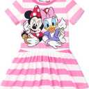 Disney Toddler Girls Dresses Minnie Mouse Dress Short Sleeve Stripe Print Dress A-line Princess Dress
, Size: 4–5 Years 