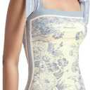 SKAYS Reversible Floral One Piece Swimsuit Women Bathing Suit Vintage Cute with Adjustable Straps Swimwear (Blue, L)