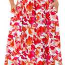 Maggeer Summer Spring Maxi Sundresses for Women 2026 Casual Boho Sleeveless Open Back Flowy Floral Outfits Fashion Hawaiian Beach Wedding Guest Flowy Long Dress Orange Red M