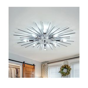 ZGLAOJT Semi Flush Mount 8 Light Ceiling Light Modern Metal Ceiling Lighting Chrome Light Fixture Chandelier for Farmhouse Kitchen Dining Room Bedroom Hallway Living Room