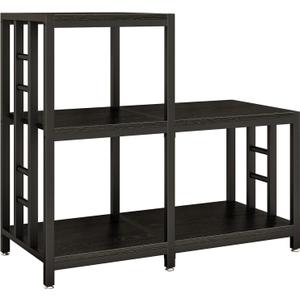 5-Tier Mini Fridge Stand, Bakers Rack with Storage,Multi-Purpose Microwave Stand,Mini Fridge Cabinet,Mini Fridge Shelf for Office,Kitchen,Living Room,Coffee Bar,Black, 39.6" W x 17.7" L x 35.4" H