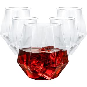 Goodluck 80 PCS Diamond Stemless Plastic Wine Whiskey Glasses, 12 Oz Disposable Cocktail Glasses, Suitable for Weddings, Birthday Parties, Family Gatherings, Bars, etc (Clear)