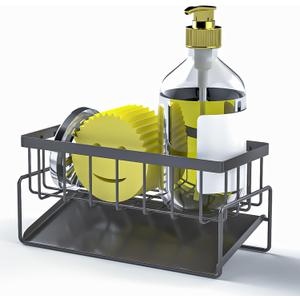 Sponge Holder for Kitchen Sink, Sink Caddy Organizer,Kitchen Essentials for Countertop-Self Drain Sponge Rack,Soap Dispenser Storage,Rustproof Stainless Steel,Black