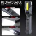 Rechargeable LED Work Light, 1200 Lumens Work Light with 160 Swivel Head, Magnetic Base & Hook, Magnetic Work Lights with 6 Lighting Modes for Car Repairs, Emergencies, and Power Outages(Grey)