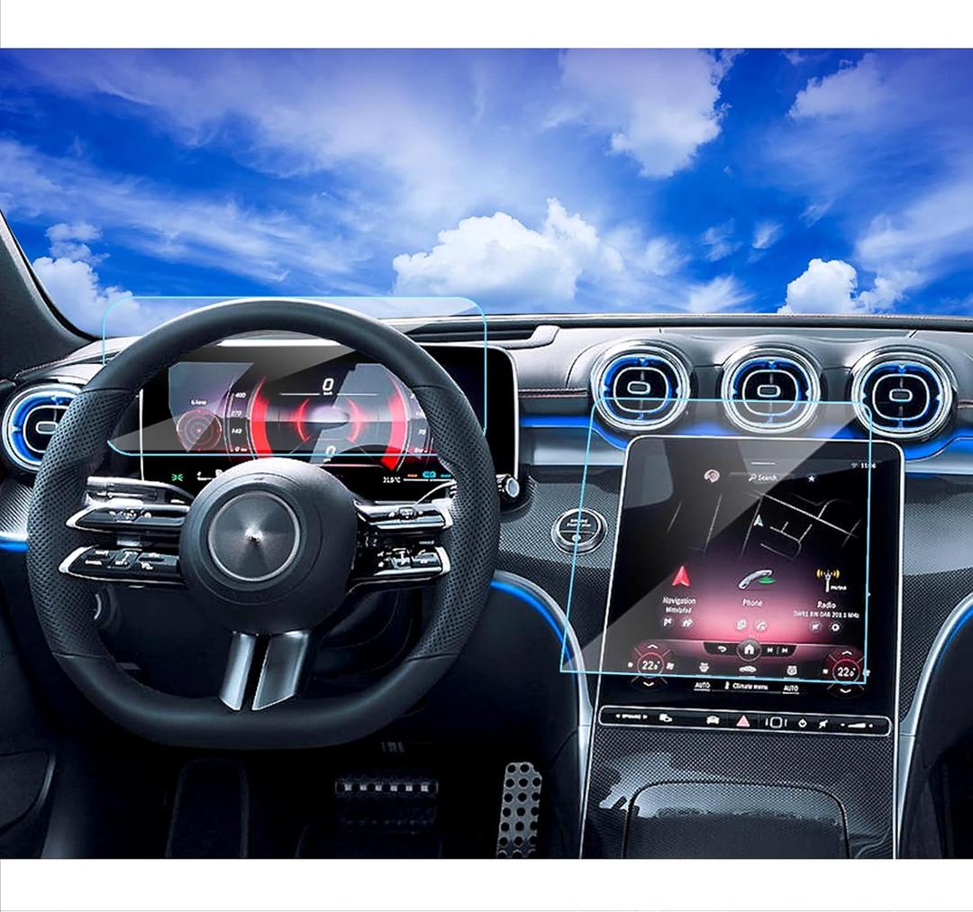 2024 2025 2026 Benz C300 Screen Protector for 2025 2024 2022 2023 Mercedes Benz GLC300 350e C300 4matic W206/2023 2024 AMG C43/2024 AMG C63 2024-2025 CLE300 11.9inch Touchscreen 12.3 Tempered Glass, 2 Pcs