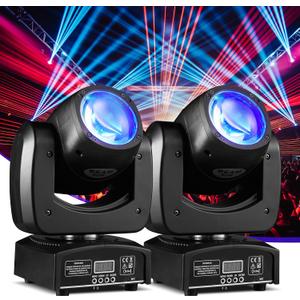 Moving Head Light 2 Pack 90W LED Beam Stage Light RGBW 4-in-1 DJ Lights Moving Head Spot Sound Activated DMX for Wedding Live Show Christmas Party