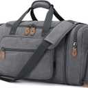 Gonex Canvas Duffle Bag 60L Travel Duffel Overnight Weekend Bag with Shoe Compartment (Gray) (Grey)