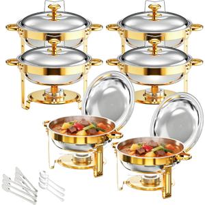 Chafing Dishes Buffet 6 Pack 6QT Gold Stainless Steel Food Warmers
Food-Grade Stainless Steel, 6QT Pans 20% Larger; 3 Serving Forks & Spoons, Stackable, Cordless for Weddings & Outdoor Parties