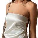 SweatyRocks Women's Sexy Backless Cropped Satin Going Out Tops (White, L)