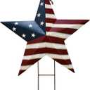 Linfevisi Metal Stars Patriotic Yard Stakes Decorative American Flag Garden Stakes 4th of July Decorations Outdoor Barn Star USA Yard Sign Lawn Ornament for Outside Memorial Day Red White Blue 27.5