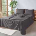 SONORO KATE 100% French Pure Linen Sheets, Breathable and Durable Linen Full Size Sheets, Anti-Tear Linen Bed Sheets, Machine Washable, 16 Inch Deep Pocket - 4 Piece (Dark Grey, Full)