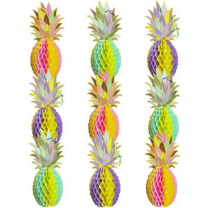9Pack Big Pineapple Centerpieces for Table, Luau Party Decorations, Hawaiian Hawaii Pineapple Party Decoration, Tabletop or Hanging Decors for Tropical Party (9pcs multi-color)