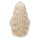 Half and Half Long Curly Blonde Witch Costume Wig for Women Platinum Blonde Wave Wigs Synthetic Hair for Women Daily Halloween Party